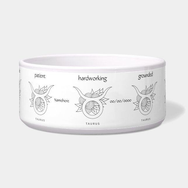 Tigela Crie seu próprio Touro Negro e Branco Elegante (Frente)