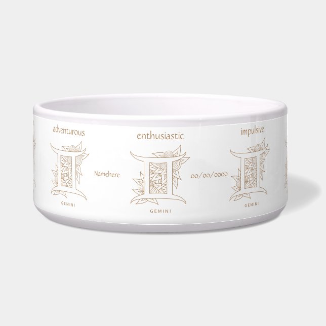 Tigela Crie Seu Próprio Zodíaco Gêmeos Elegante em Dourad (Frente)