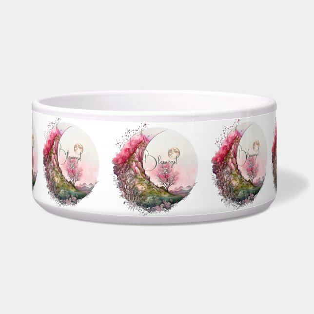 Tigela Crie sua própria paisagem de lua rosa (Frente)