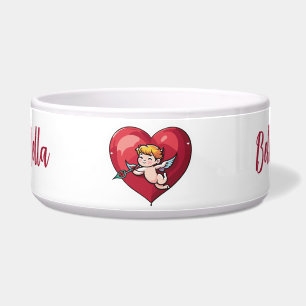 Tigela Cupido no Coração Vermelho