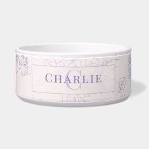 Custom Botanical Monogram Personalized Dog Bowl