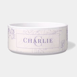 Tigela Custom Botanical Monogram Personalized Dog Bowl