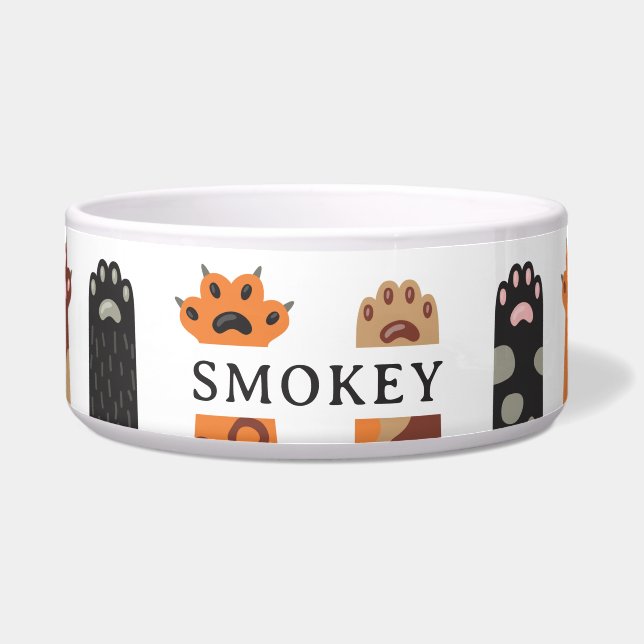 Tigela Custom Colorful Cat Paws (Frente)