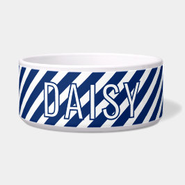 Tigela Custom Name Classic White Navy Stripe Pattern