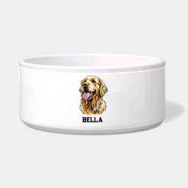 Tigela Custom Name Golden Retriever Dog Portrait Funny