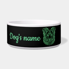 Tigela Custom Name Neon Border Collie Glow