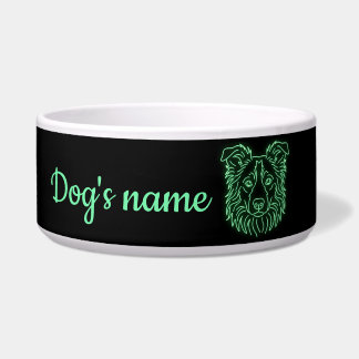 Tigela Custom Name Neon Border Collie Glow