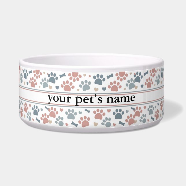 Tigela Custom Pet Name Bowl | Dog or Cat Food Dish (Frente)