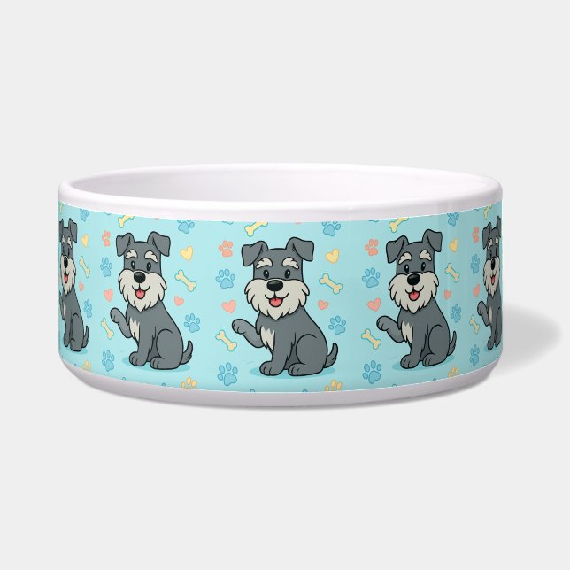 Tigela Cute Cartoon Schnauzer Personalize Bowl (Frente)