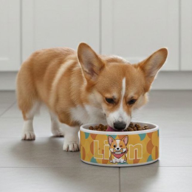 Tigela Cute Corgi Dog Bowls, Funny Pattern Puppy  (Criador carregado)
