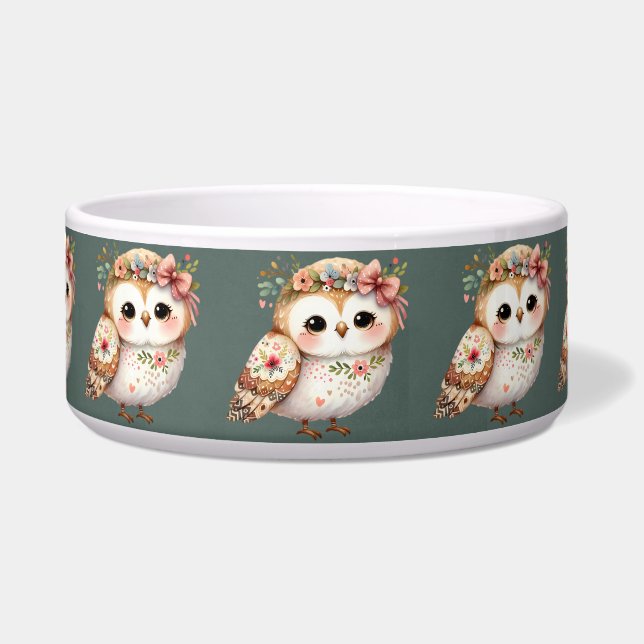 Tigela Cute Floral Owl with Bow (Frente)