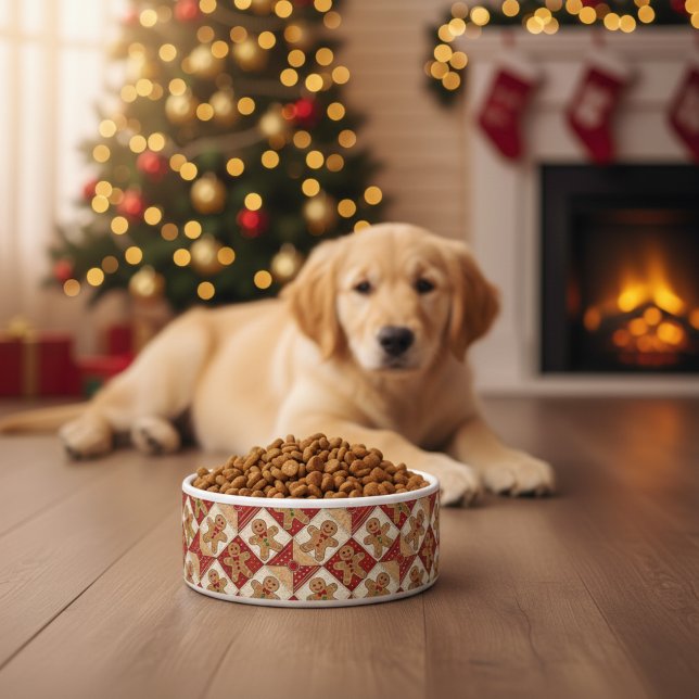 Tigela Cute Gingerbread Man Patchwork Pattern Style Pet (Criador carregado)