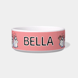 Tigela Cute Girly Ghosts with Bows Halloween Cat Feeding