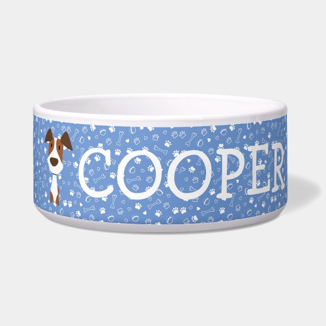 Tigela Cute Jack Russell Terrier Dog Personalizável Nome (Frente)