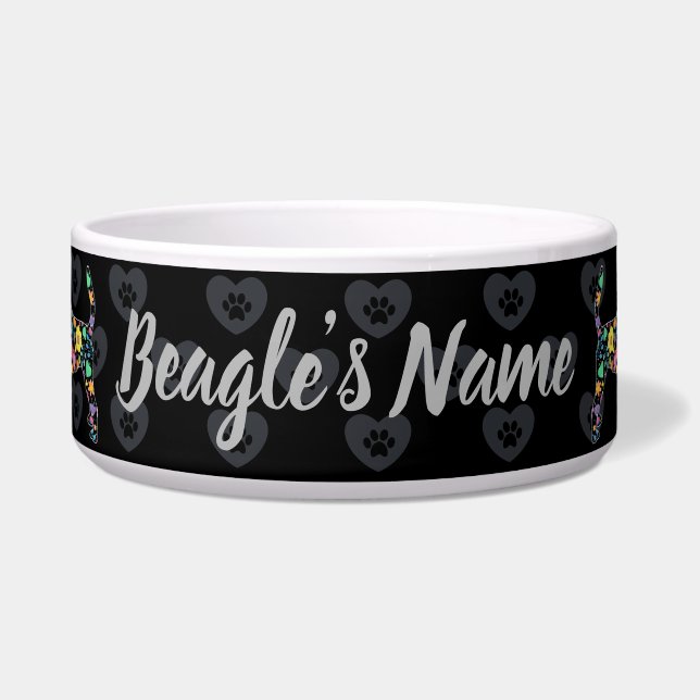Tigela Cute Love Meu Beagle Design Floral (Frente)