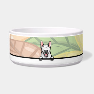 Tigela Cute Peeking Bull Terrier, comida ou bebida