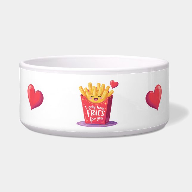 Tigela Cute Valentine French Fries Pun (Frente)