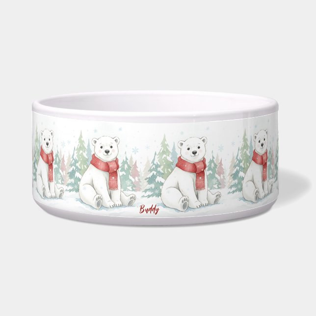Tigela Cute watercolor Polar Bear Pet (Frente)