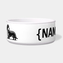 Dachshund com NAME Bowls