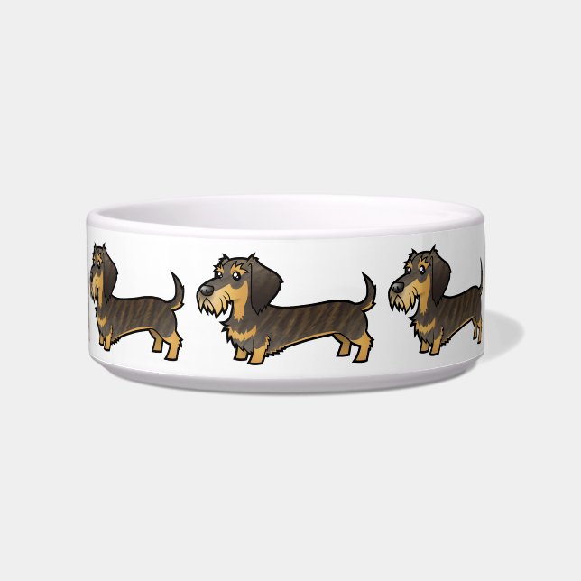 Tigela Dachshund dos desenhos animados (wirehair) (Frente)