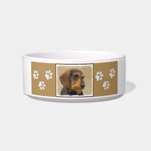 Tigela Dachshund (Wirehaired): Pintura original de cães