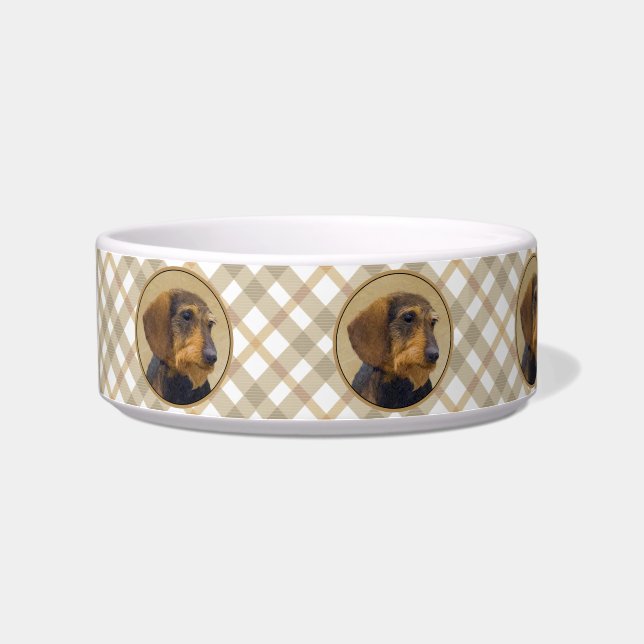Tigela Dachshund (Wirehaired) Pintura Original para Cacho (Esquerda)