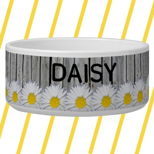 Tigela Daisy Border Rustic Weathering Old Wood Personaliz (Criador carregado)