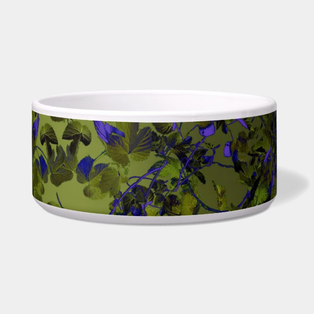 Tigela Dark Hops Leaves Abstract Art Food Pet (Frente)