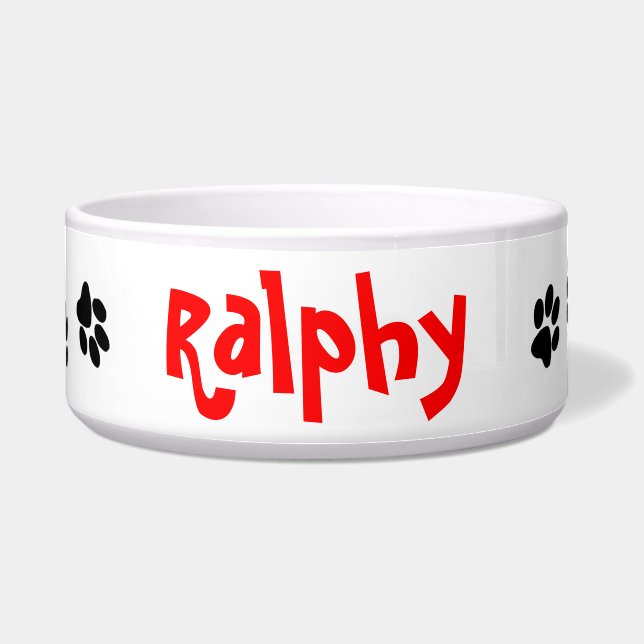 Tigela De "bacia personalizada do cão todas as patas" (Frente)