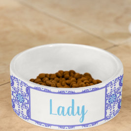 Tigela de Cachorro com Design de Azulejo de Posita