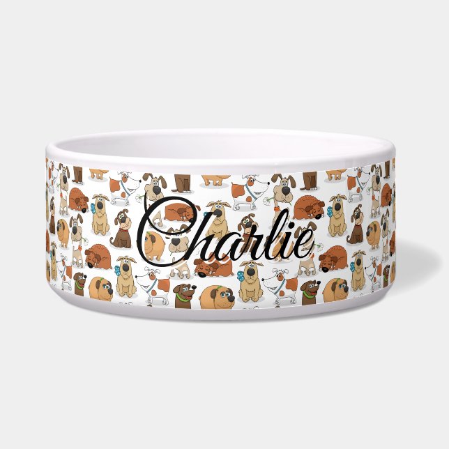 Tigela de Cachorro de Desenho Marrom (Frente)