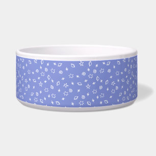 Tigela de Cachorro Espaço Azul Doodle Estrelas Pla
