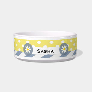 Tigela de Cachorro Personalizado Floral de Bolinha
