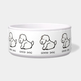 Tigela de Cão Bom Sentado Cartoon Engraçado