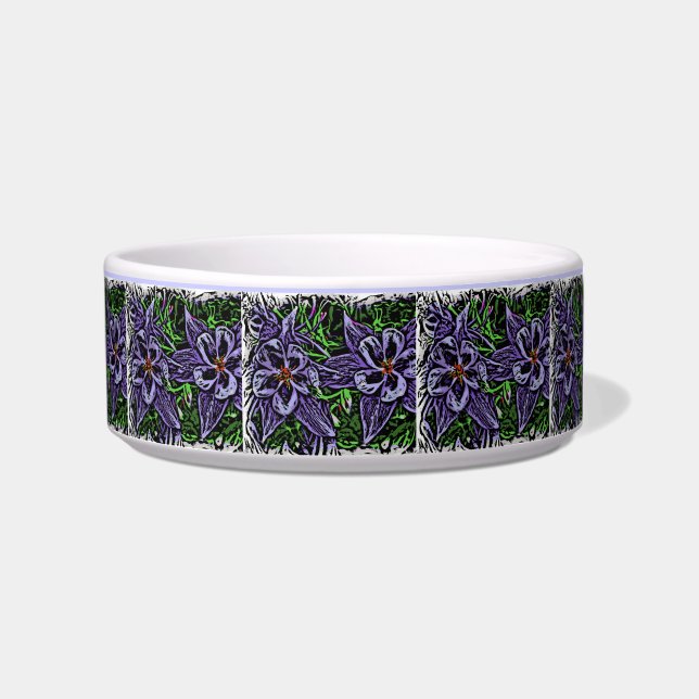 tigela de cão de flor de columbina (Frente)