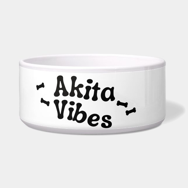 Tigela de Cerâmica Akita Vibes para Cachorro (Esquerda)