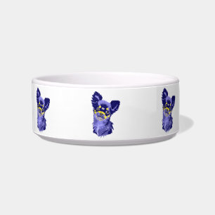 Tigela de Cerâmica Azul Abstrata Fofa para Cachorr