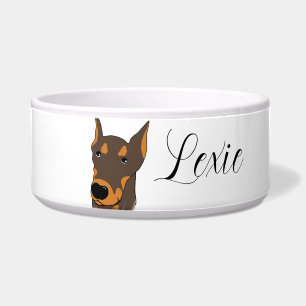 Tigela de cerâmica de desenho animado Doberman Pin