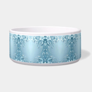 Tigela de Cerâmica Floral Decorativa Azul para Pet