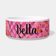 Tigela de Cerâmica para Pet Abstrata Roxa Rosa