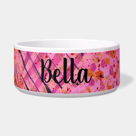 Tigela de Cerâmica para Pet Abstrata Roxa Rosa