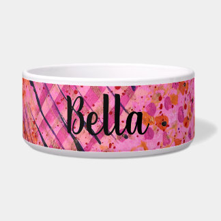 Tigela de Cerâmica para Pet Abstrata Roxa Rosa