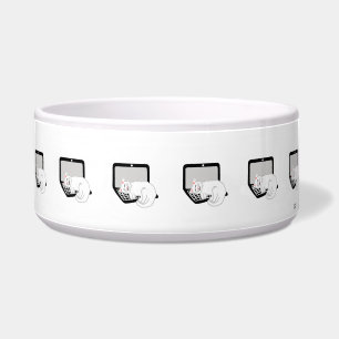 Tigela de Cerâmica para Pet com Gato Branco Dormin