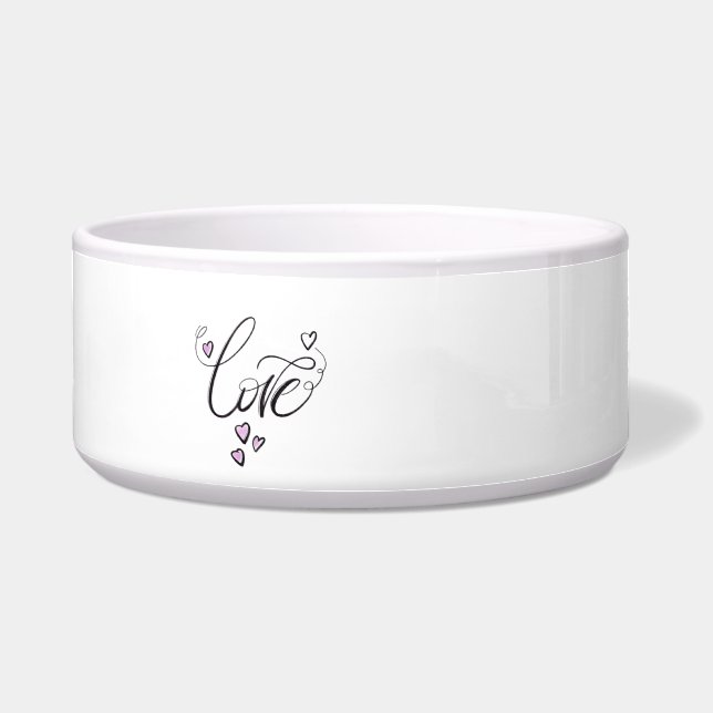 Tigela de Cerâmica para Pet Love Script | Minimali (Frente)