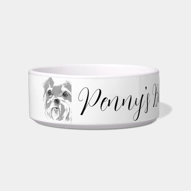Tigela de Cerâmica Personalizada para Shih Tzu (Frente)