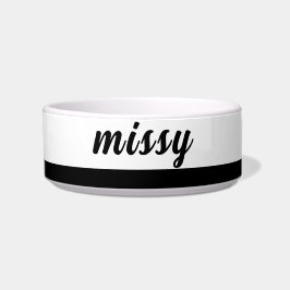 Tigela de cerâmica preta e branca para animais de 