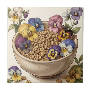 Tigela de Cereal Flor de Pensamento Caprichosa