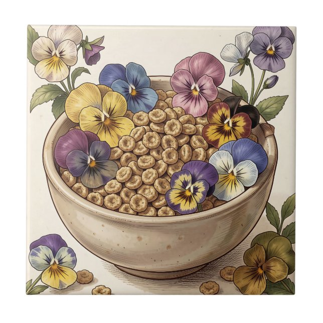 Tigela de Cereal Flor de Pensamento Caprichosa (Frente)