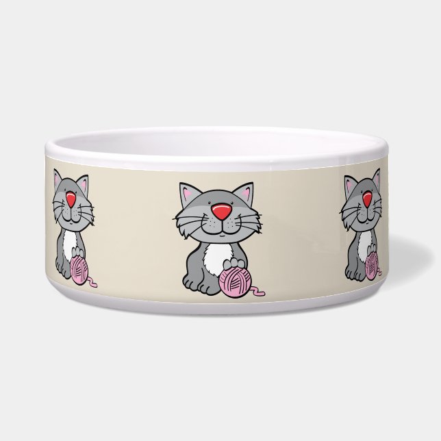 tigela de comida de gato e de fio (Frente)