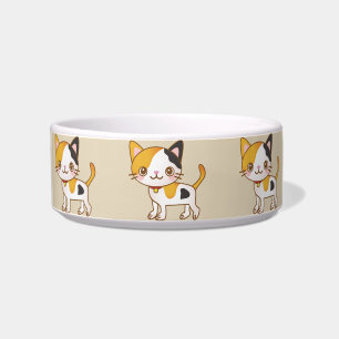 tigela de comida de gato feliz